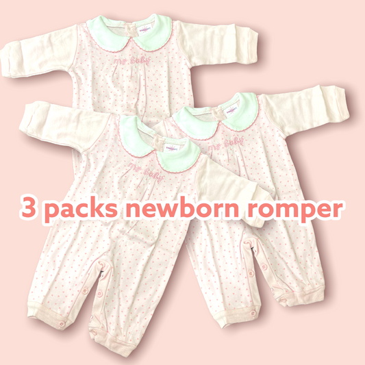 3 pack Newborn Rompers Pink
