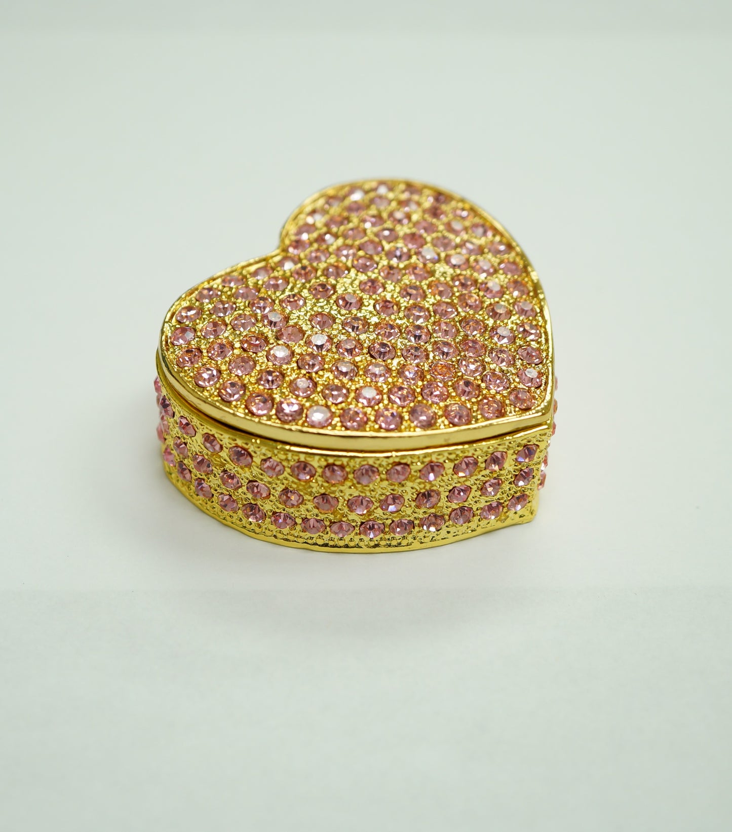 Cristiani Collezione Gold Pink Crystal Heart Trinket Box.
