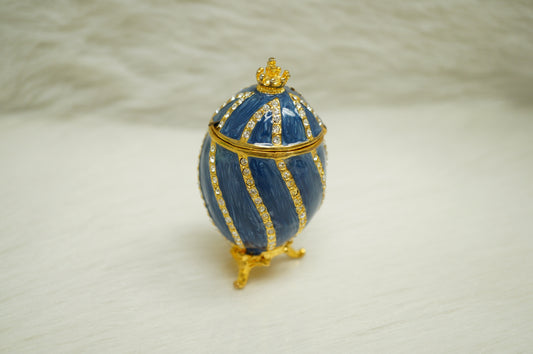 Cristiani Collezione Blue Gray Marble Egg Trinket Box.