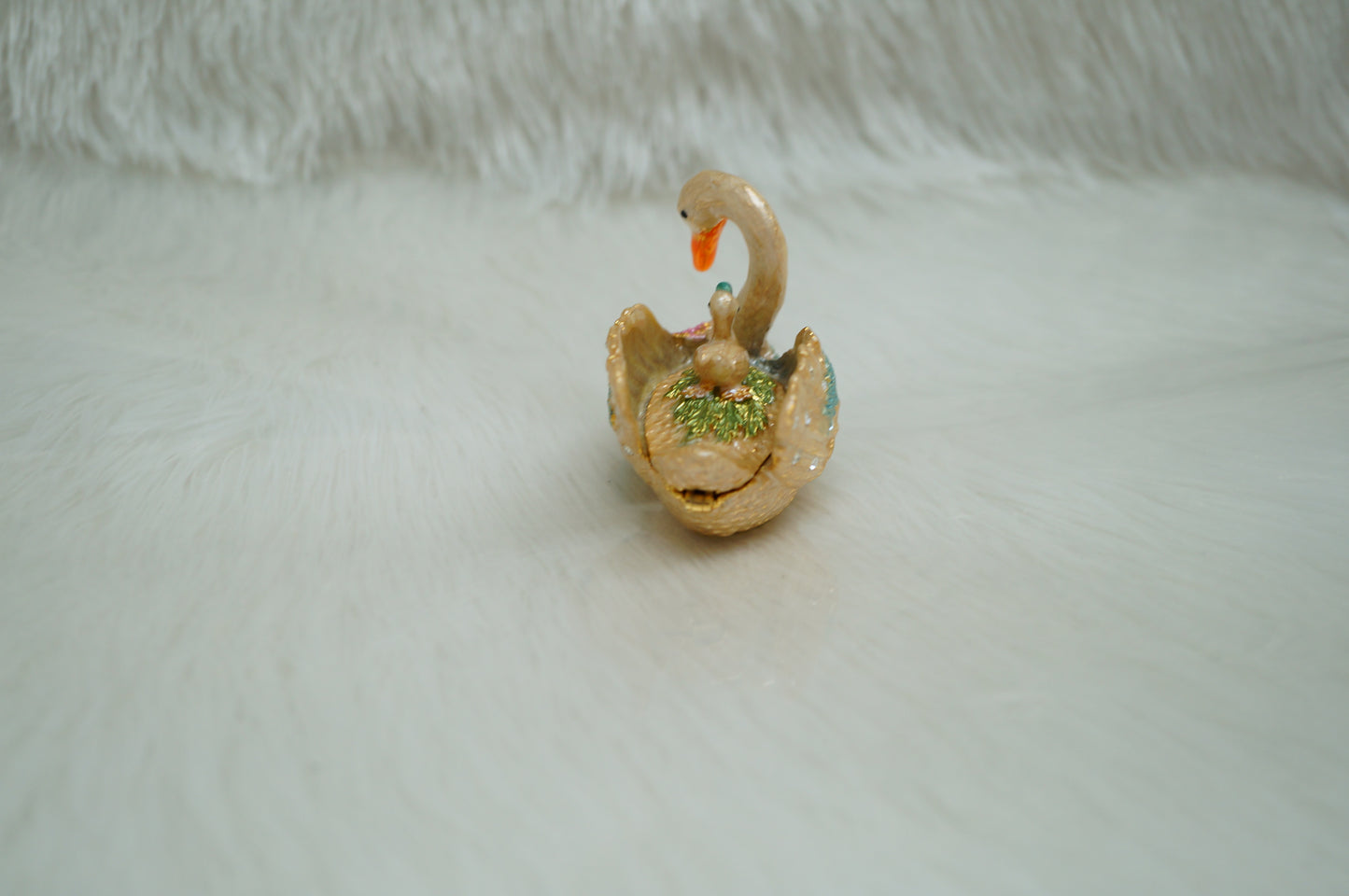 Cristiani Collezione Mother& Baby Swan Trinket Box