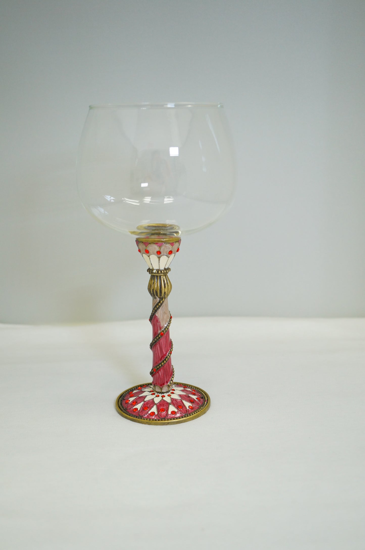 Cristiani Collezione Wine Glass with Decorative Pewter Stem Base