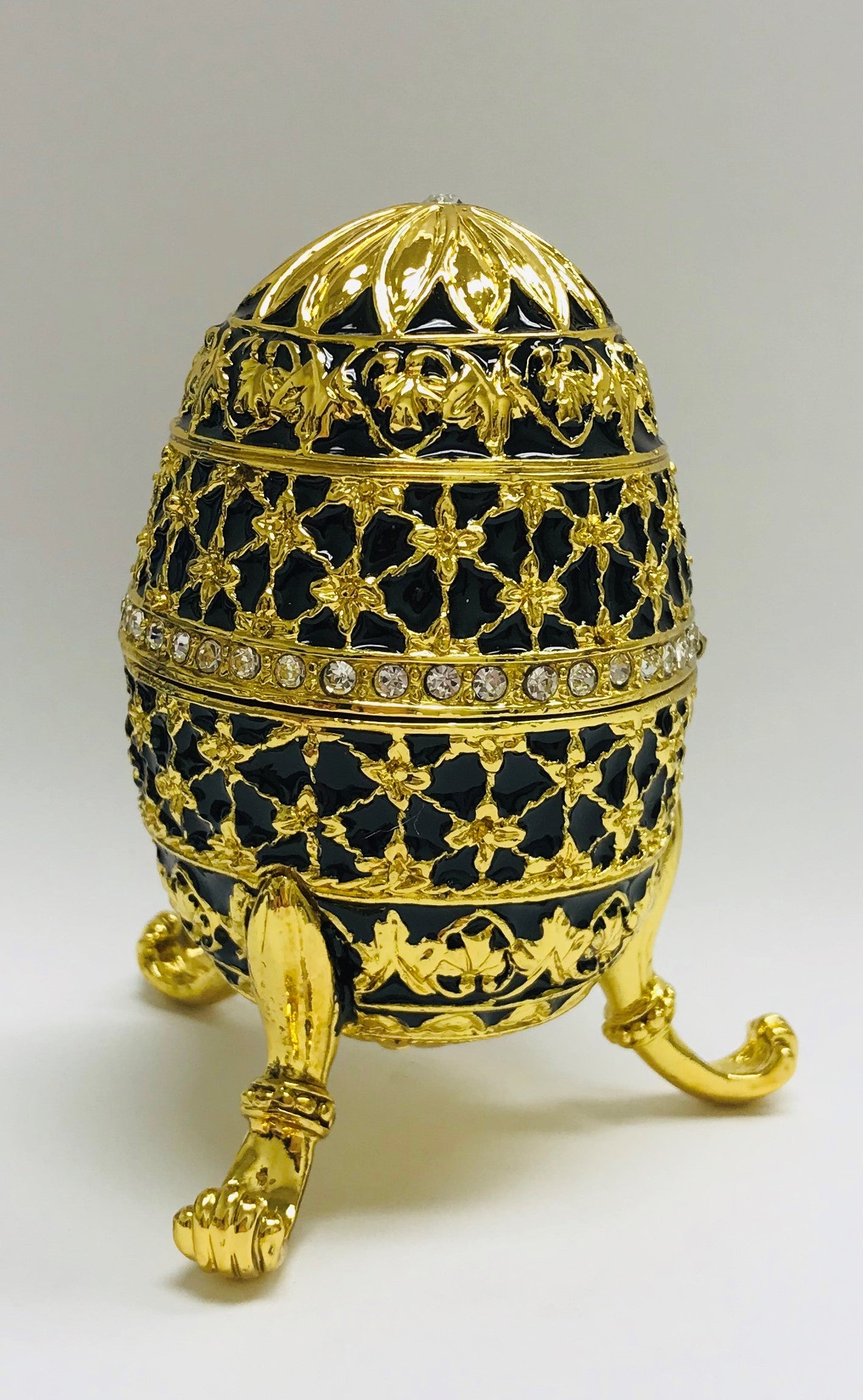 Cristiani Collezione Gold Black Musical Egg Trinket Box.