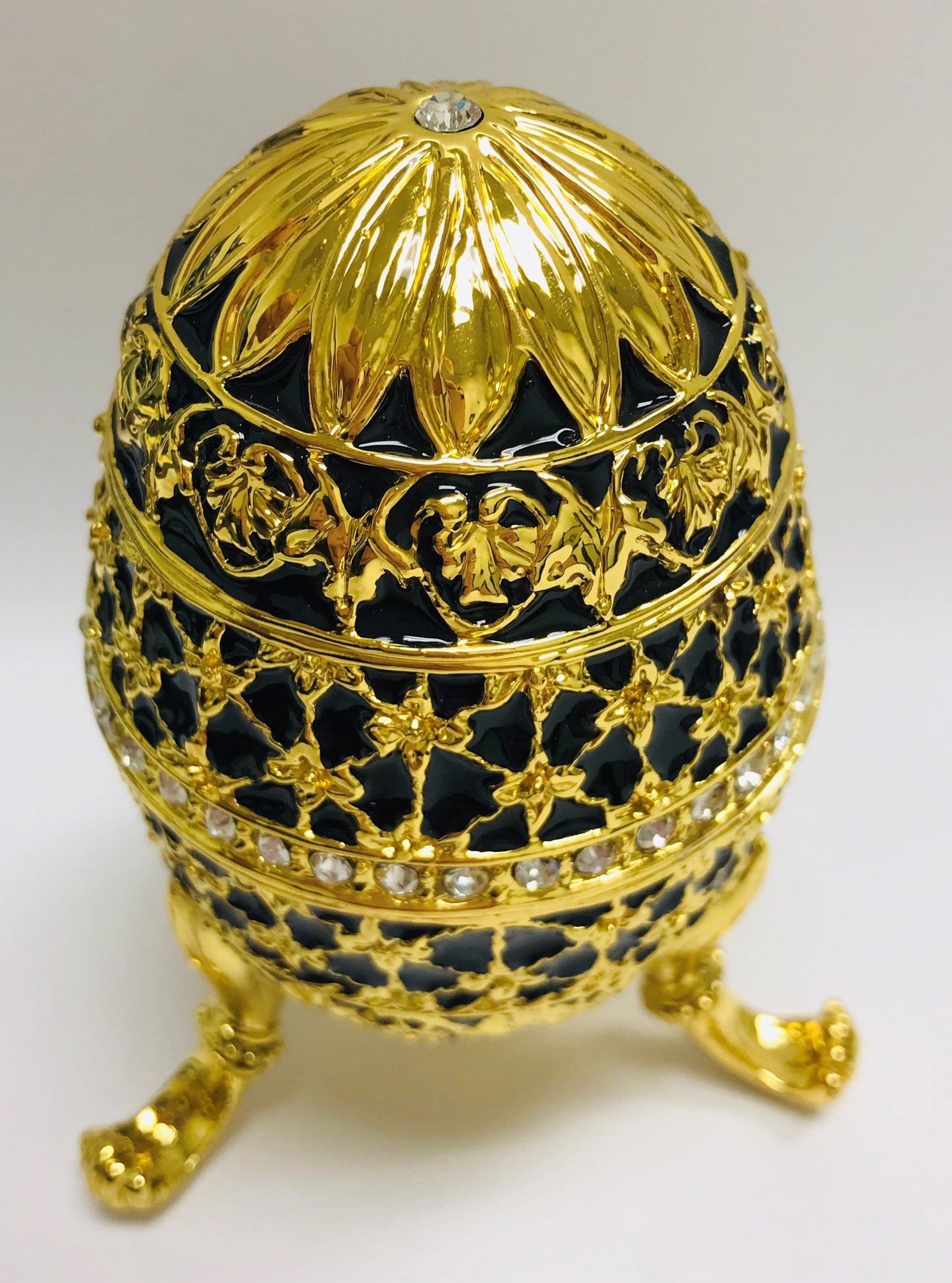 Cristiani Collezione Gold Black Musical Egg Trinket Box.