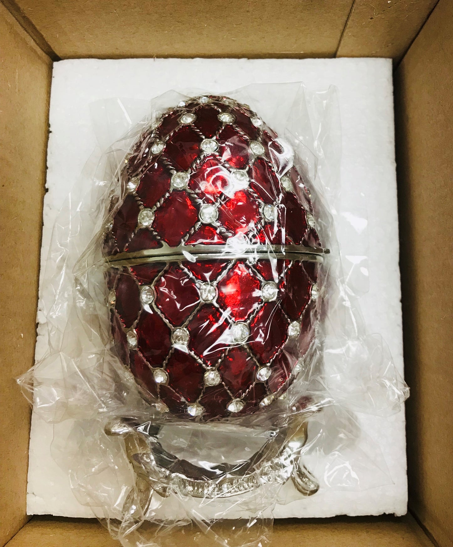Cristiani Collezione Red Musical Egg Trinket Box.