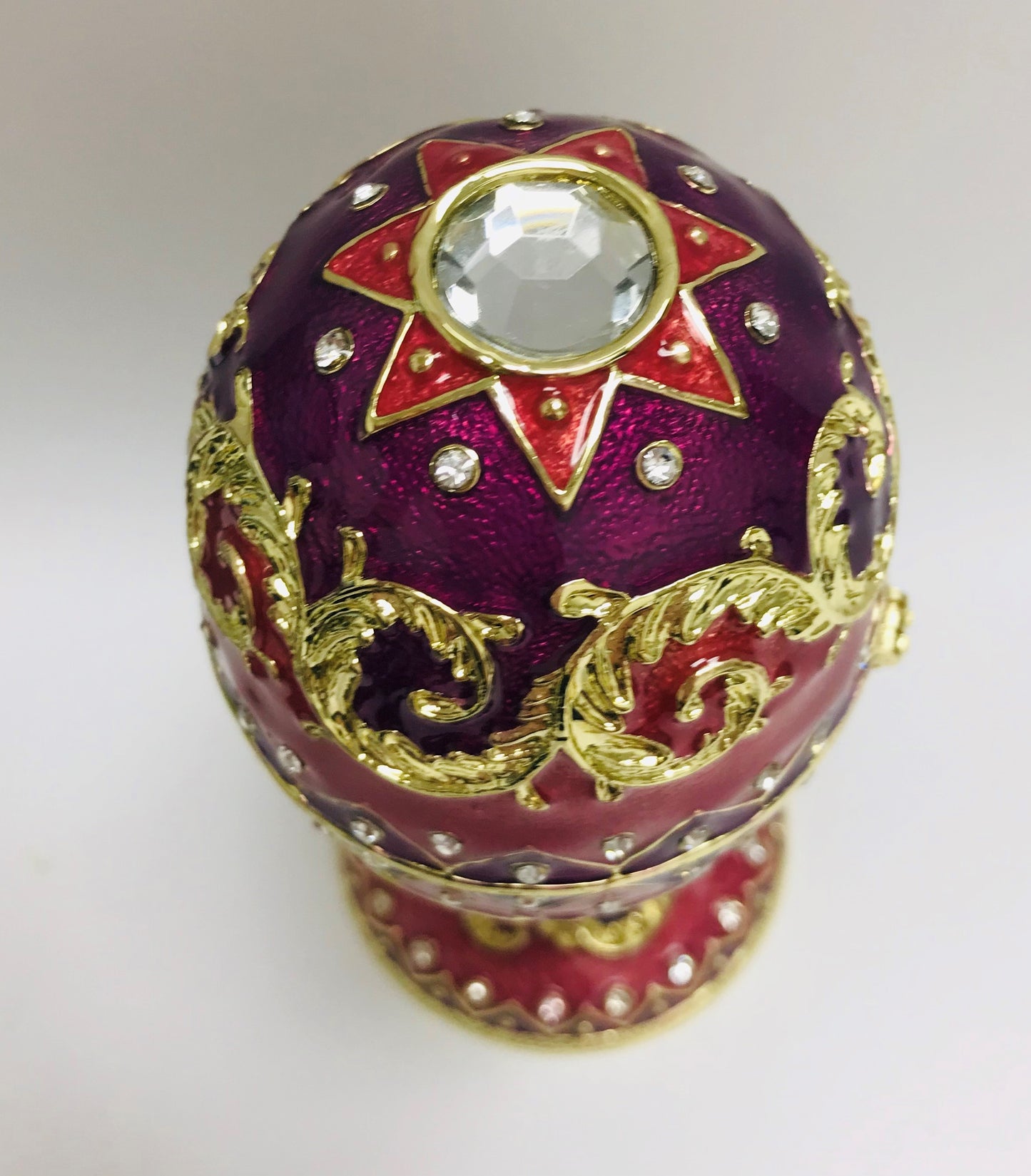 Cristiani Collection Pink Purple Gold Musical Egg Trinket Box.