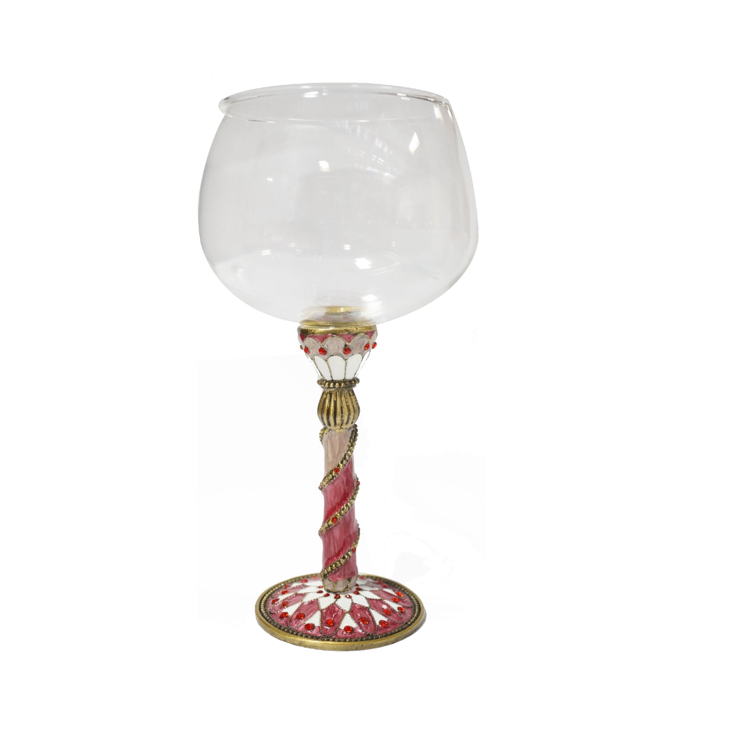 Cristiani Collezione Wine Glass with Decorative Pewter Stem Base