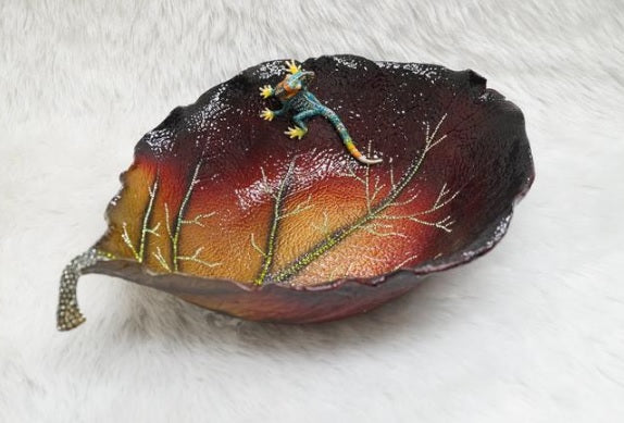 Limited Edition - Playful Chameleon in Autumn Decorative Bowl