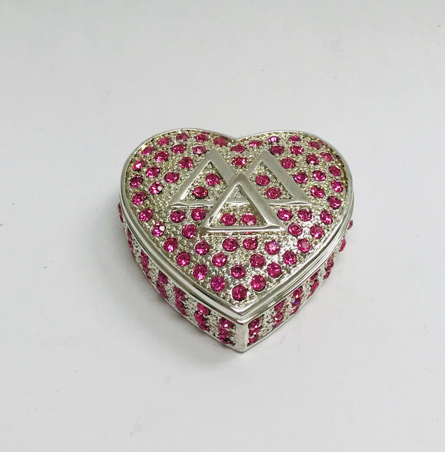 Vintage Sorority Heart Keepsake Trinket  Box.