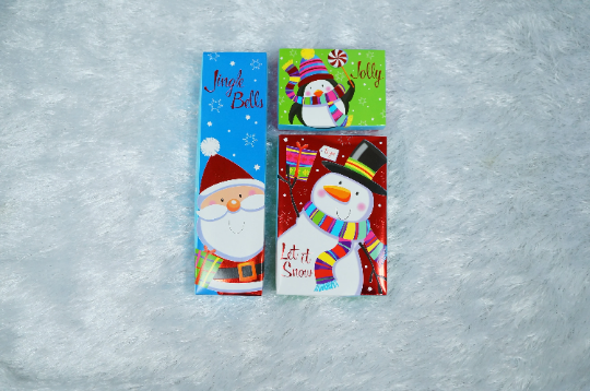Christmas Themed 3 pcs Cardboard Gift Boxes for Jewelry and Cash Cards
