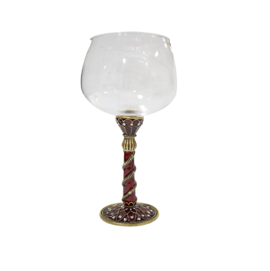 Cristiani Collezione Wine Glass with Decorative Pewter Stem Base.